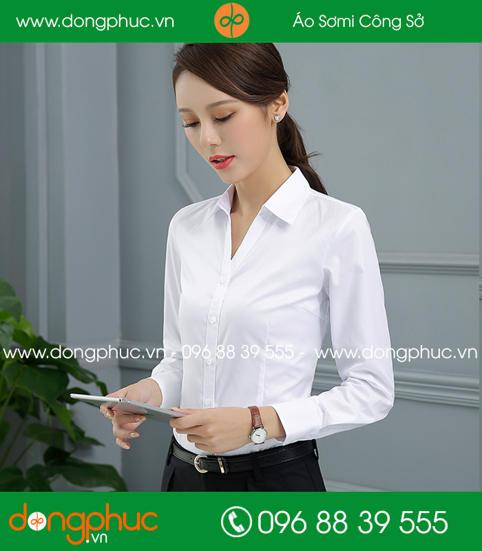  Đồng phục áo sơ mi màu trắng 
